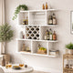 Wall Mounted Bar Wine Rack with Holder & Shelves | 3-Tier | 47" White