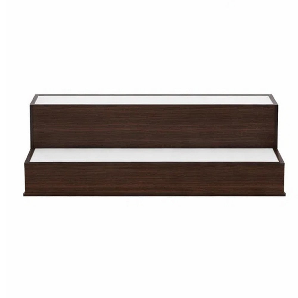 Rahy Bar Display Shelf w LED & Music | 2 Step Design | 20" Walnut Brown