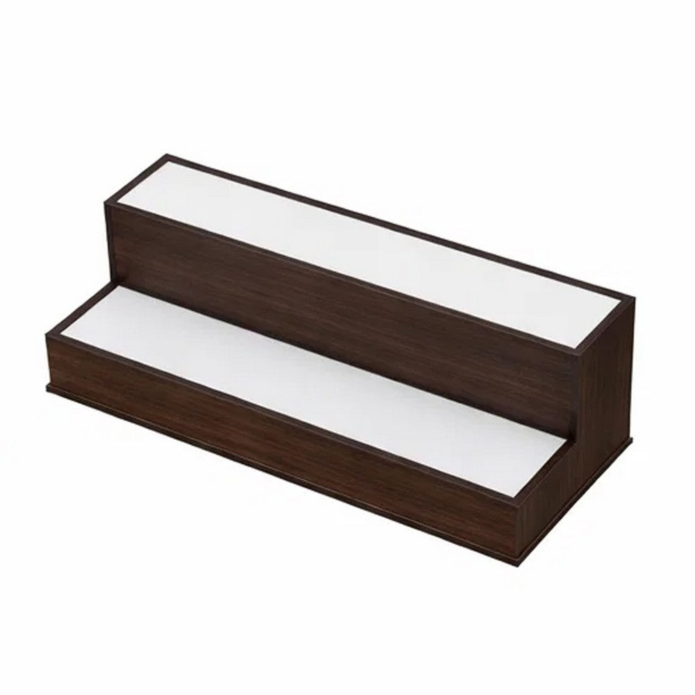 Rahy Bar Display Shelf w LED & Music | 2 Step Design | 20" Walnut Brown