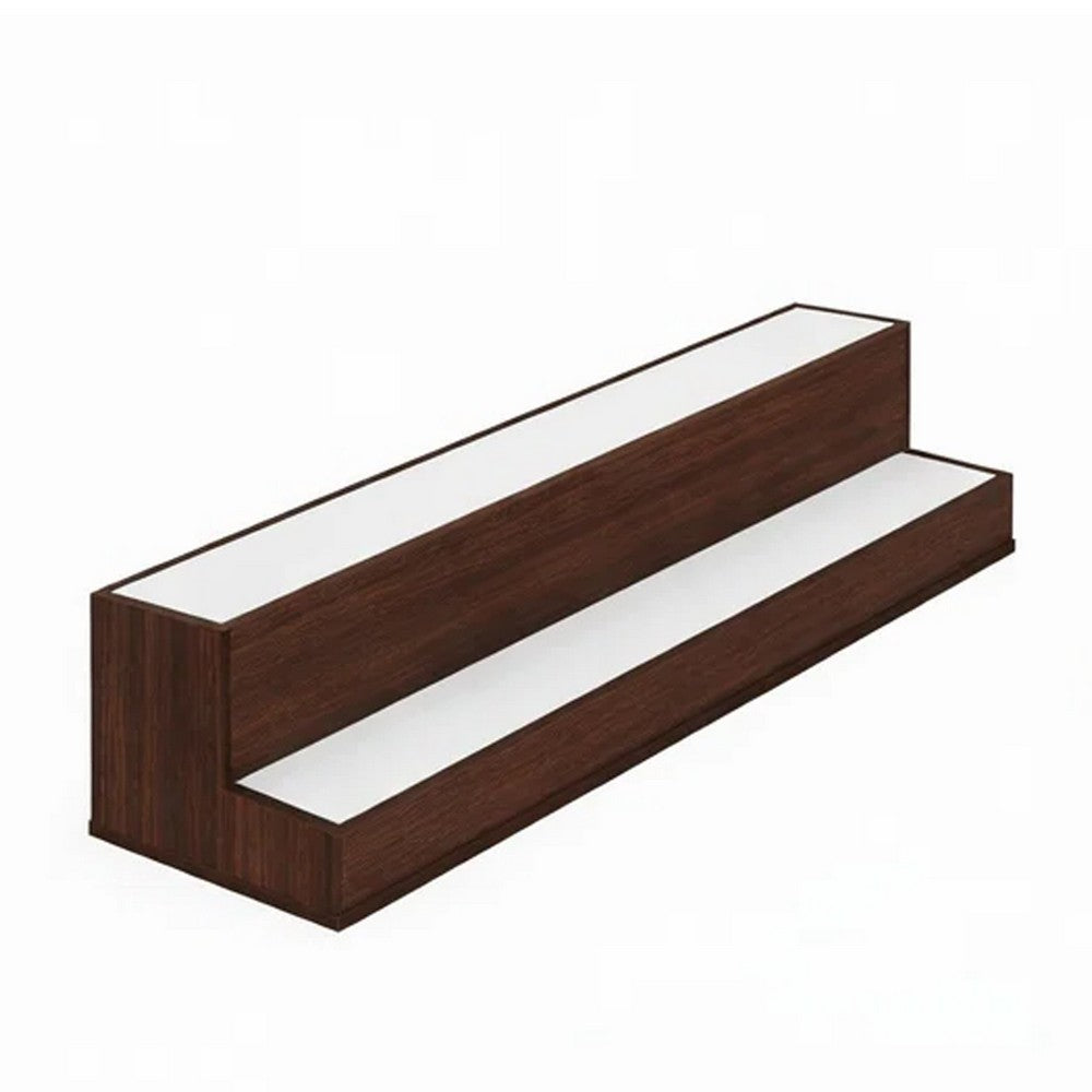 Rahy Bar Display Shelf w LED & Music | 2 Tier Design | 37" Walnut Brown