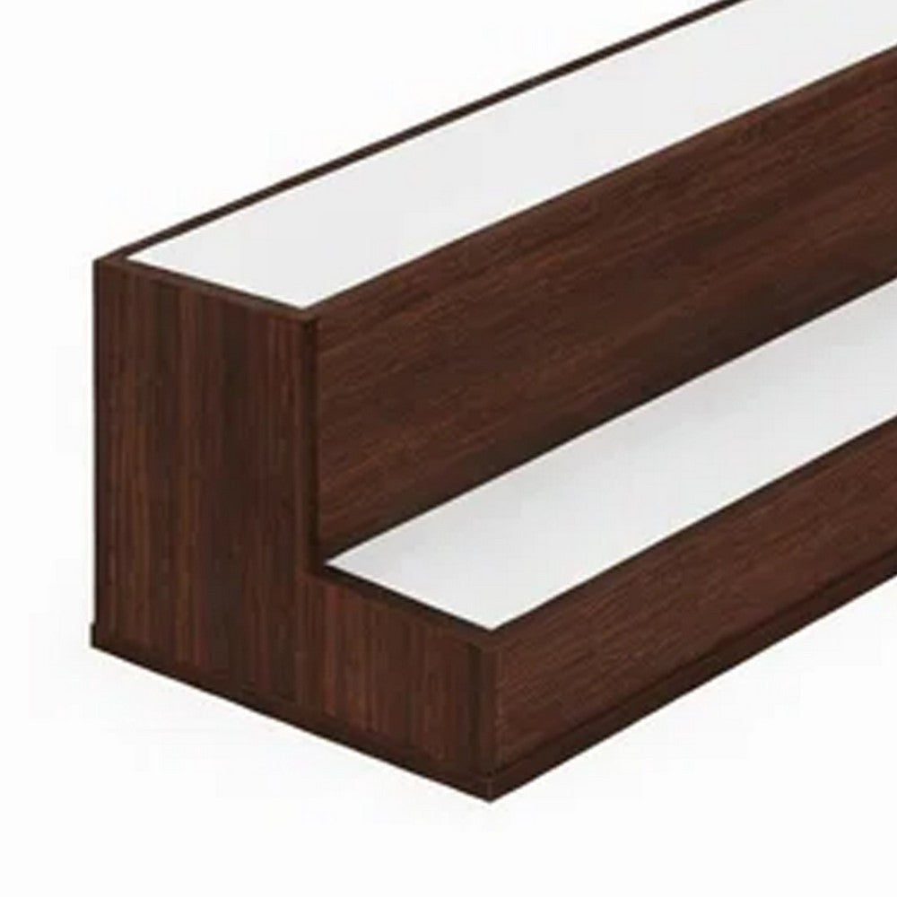 Rahy Bar Display Shelf w LED & Music | 2 Tier Design | 37" Walnut Brown