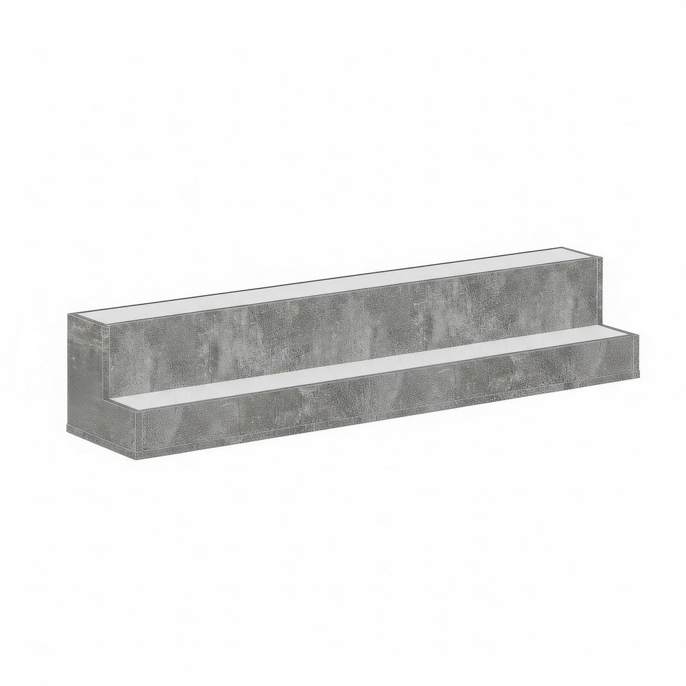 Rahy Bottle Display Shelf with LED & Music | 2 Tiers | 37" Gray Wood