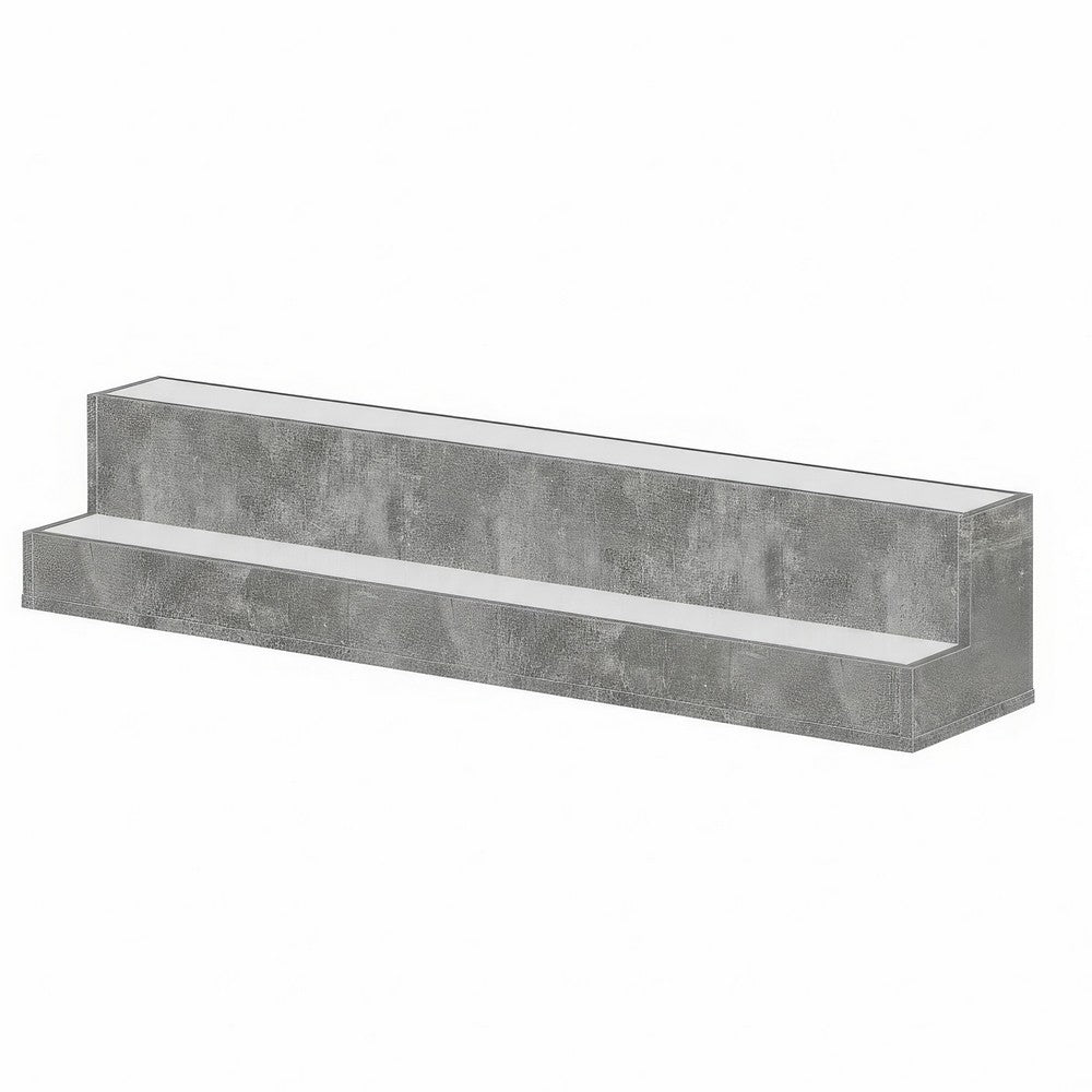 Rahy Bottle Display Shelf with LED & Music | 2 Tiers | 37" Gray Wood