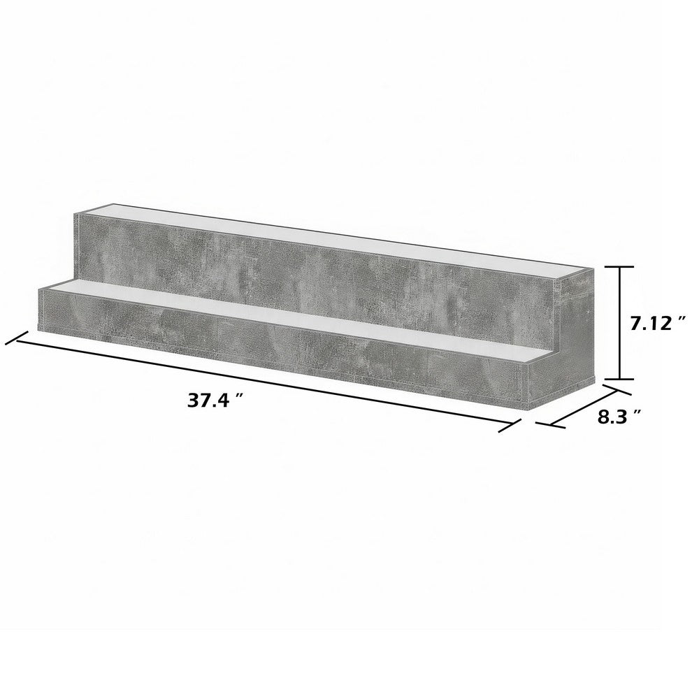Rahy Bottle Display Shelf with LED & Music | 2 Tiers | 37" Gray Wood