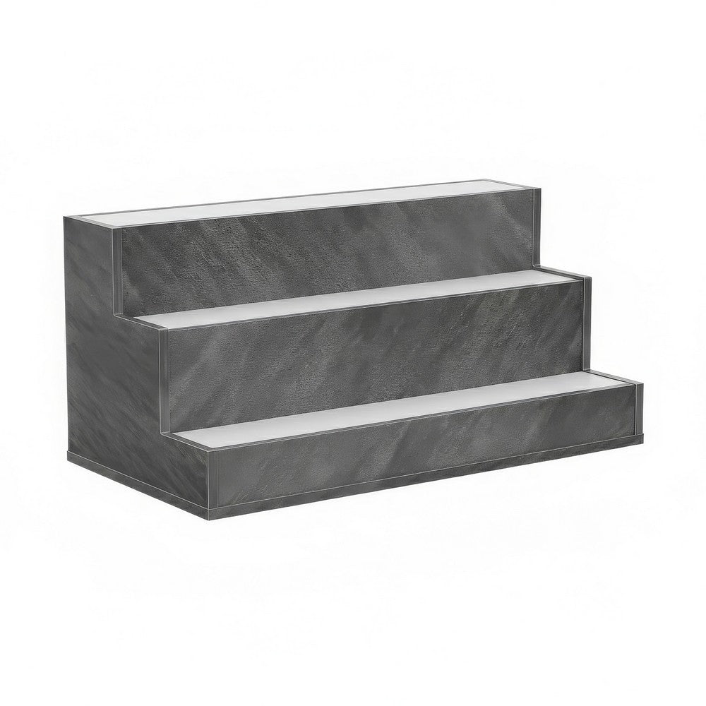 Rahy Bottle Display Shelf with LED & Music | 3 Tiers | 24" Gray Wood
