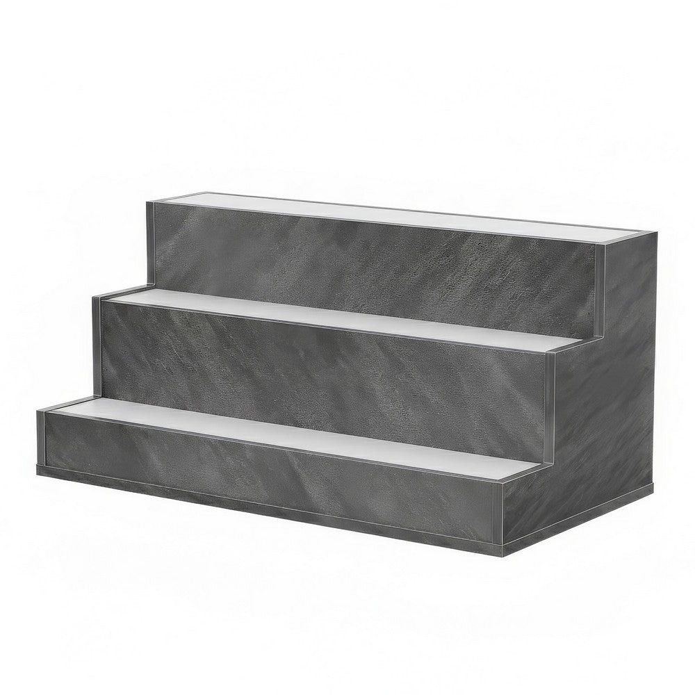 Rahy Bottle Display Shelf with LED & Music | 3 Tiers | 24" Gray Wood