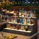Rahy Bottle Display Shelf with LED & Music | 3 Tiers | 24" Gray Wood