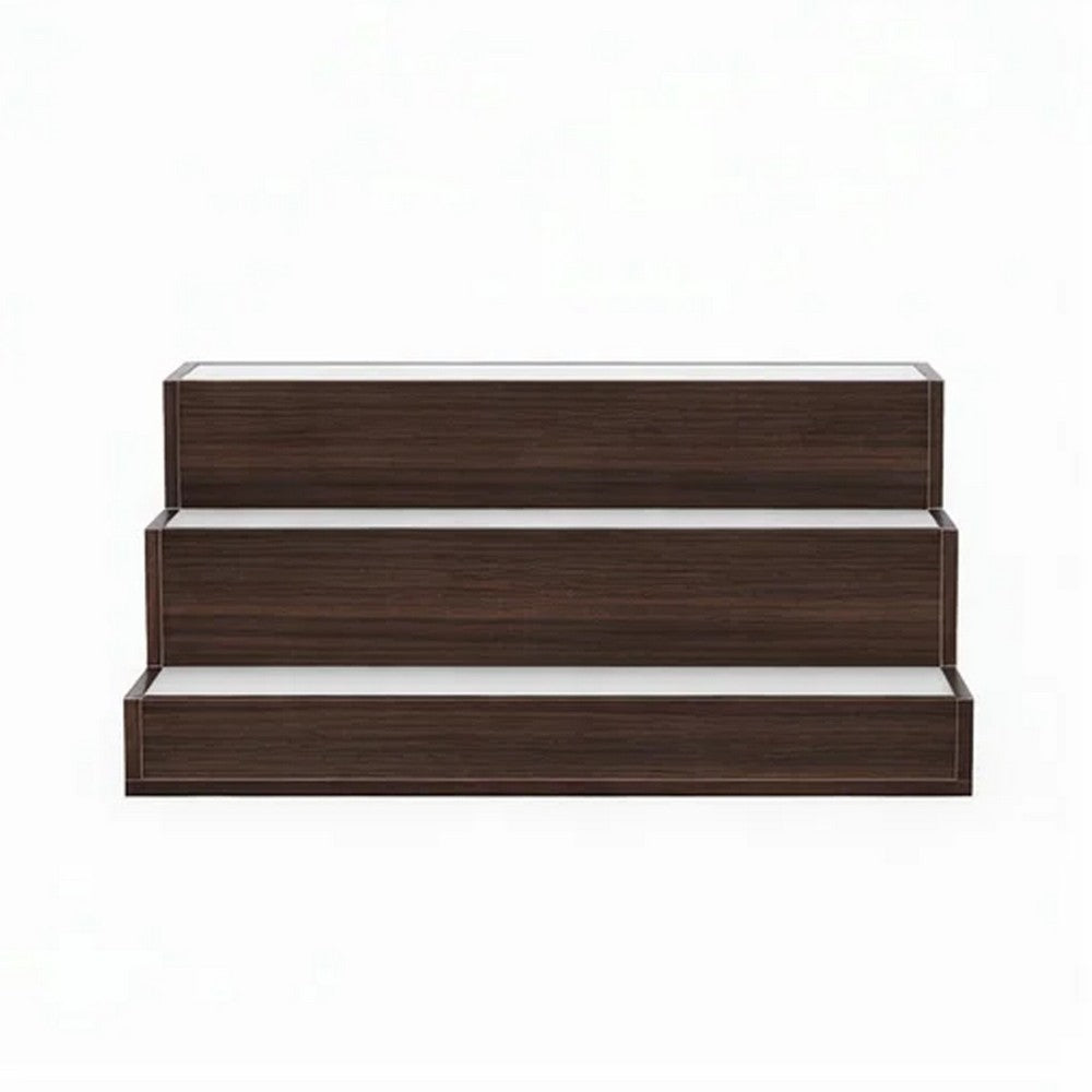 Rahy Bar Display Shelf w LED & Music | 3 Tier Design | 24" Walnut Brown