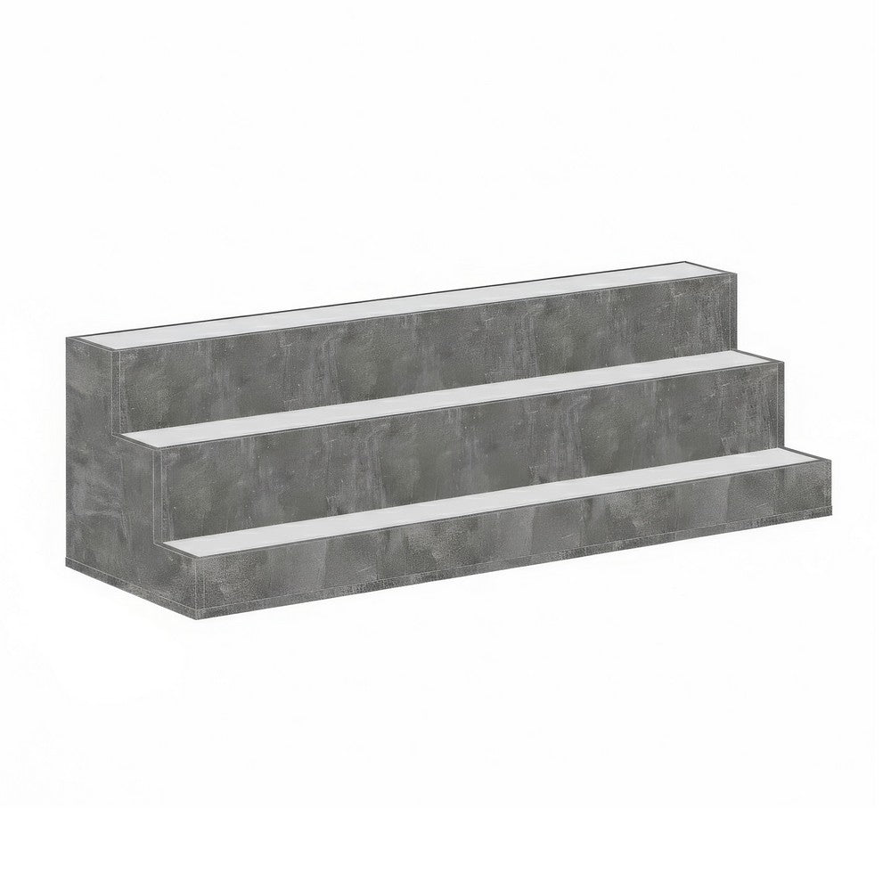 Rahy Bartop Display Shelf with LED & Music | 3 Tiers | 37" Gray Wood