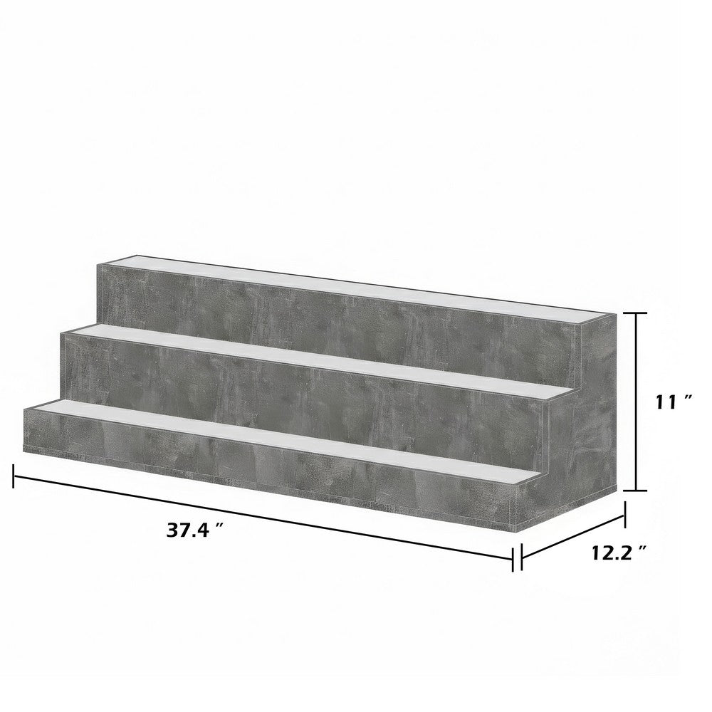 Rahy Bartop Display Shelf with LED & Music | 3 Tiers | 37" Gray Wood