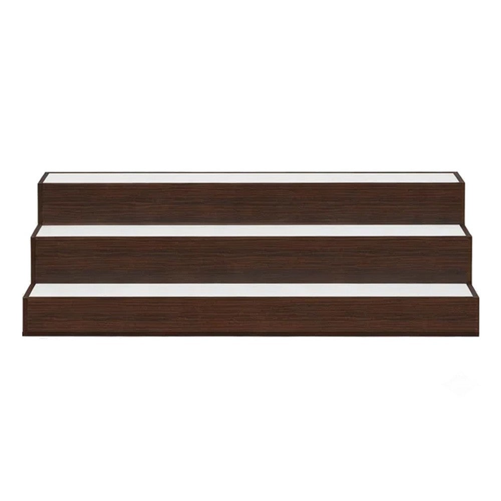 Rahy Bartop Display Shelf with LED & Music | 3 Tiers | 37" Walnut Brown