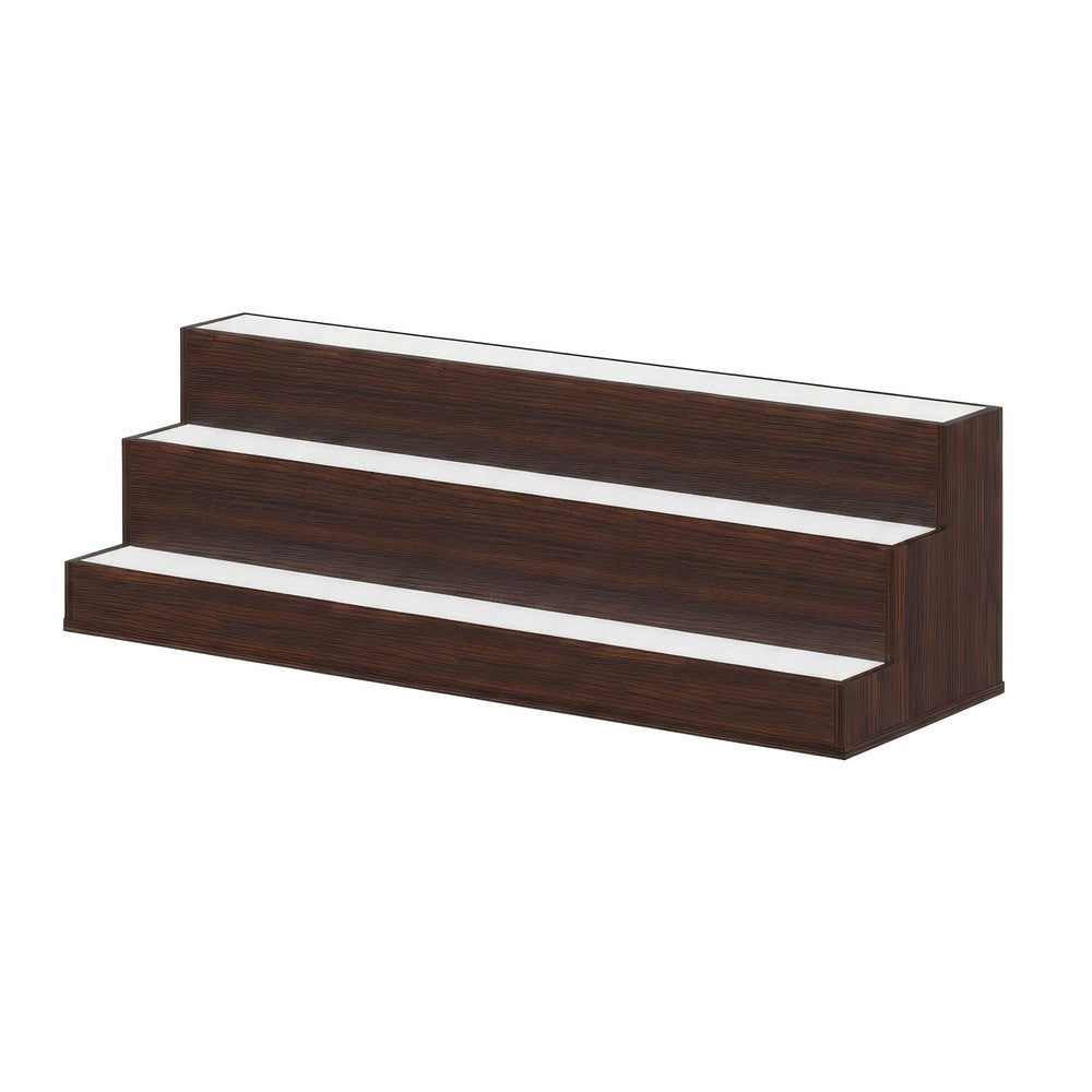 Rahy Bartop Display Shelf with LED & Music | 3 Tiers | 37" Walnut Brown