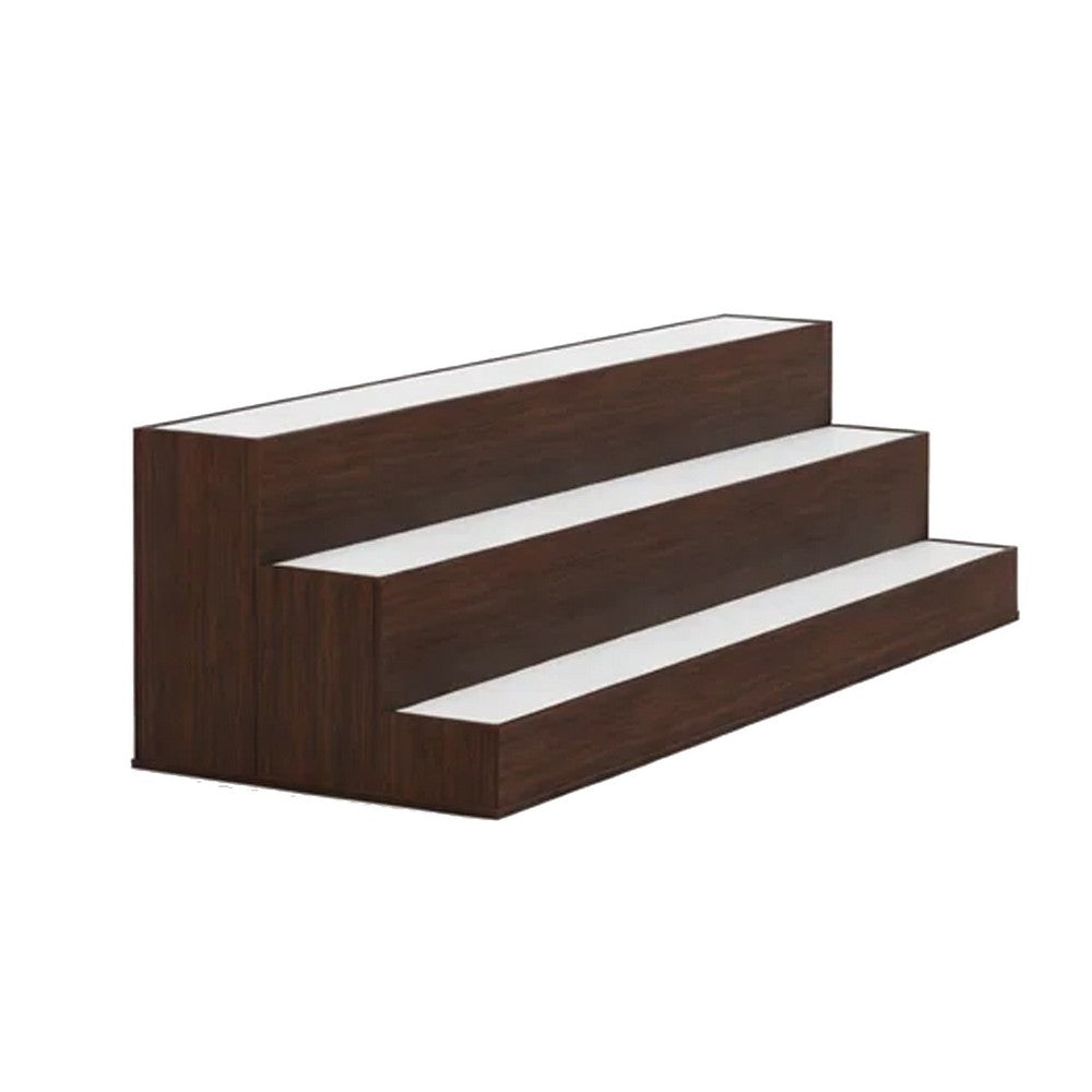 Rahy Bartop Display Shelf with LED & Music | 3 Tiers | 37" Walnut Brown