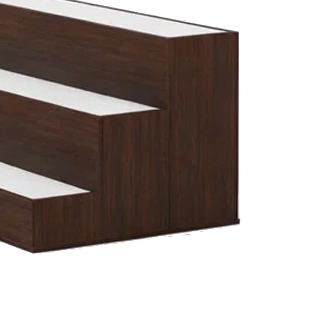 Rahy Bartop Display Shelf with LED & Music | 3 Tiers | 37" Walnut Brown
