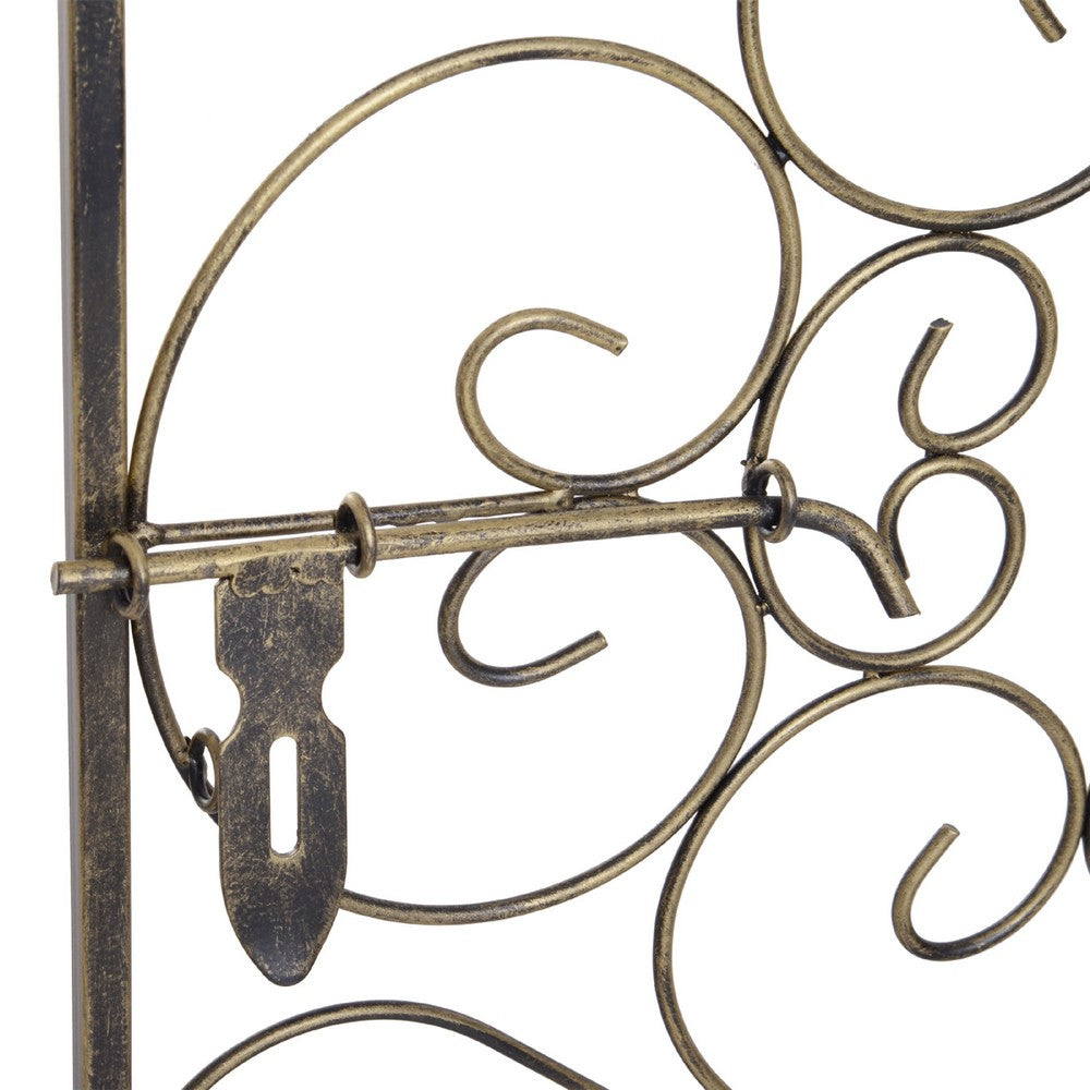 Wine Rack with Cage & Lock | 45 Bottle Holder | Antique Bronze Iron 52"