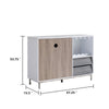 Wine Rack with Cabinet & 2 Drawers | Glass Holder | White Gray 47"