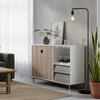 Wine Rack with Cabinet & 2 Drawers | Glass Holder | White Gray 47"