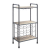 Coleen 3 Tier Wine Rack | Oak Brown Wood Shelves | Industrial Metal 45"
