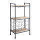 Coleen 3 Tier Wine Rack | Oak Brown Wood Shelves | Industrial Metal 45"