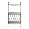 Coleen 3 Tier Wine Rack | Oak Brown Wood Shelves | Industrial Metal 45"