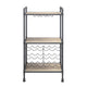 Coleen 3 Tier Wine Rack | Oak Brown Wood Shelves | Industrial Metal 45"
