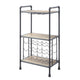 Coleen 3 Tier Wine Rack | Oak Brown Wood Shelves | Industrial Metal 45"