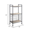 Coleen 3 Tier Wine Rack | Oak Brown Wood Shelves | Industrial Metal 45"