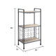 Coleen 3 Tier Wine Rack | Oak Brown Wood Shelves | Industrial Metal 45"