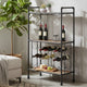 Coleen 3 Tier Wine Rack | Oak Brown Wood Shelves | Industrial Metal 45"