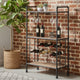 Coleen 3 Tier Wine Rack | Oak Brown Wood Shelves | Industrial Metal 45"