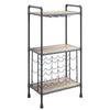 Coleen 3 Tier Wine Rack | Wood Shelves | Gray Industrial Metal Pipes 46"