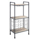 Coleen 3 Tier Wine Rack | Wood Shelves | Gray Industrial Metal Pipes 46"