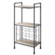 Coleen 3 Tier Wine Rack | Wood Shelves | Gray Industrial Metal Pipes 46"