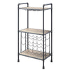 Coleen 3 Tier Wine Rack | Wood Shelves | Gray Industrial Metal Pipes 46"