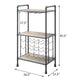 Coleen 3 Tier Wine Rack | Wood Shelves | Gray Industrial Metal Pipes 46"