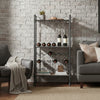 Coleen 3 Tier Wine Rack | Wood Shelves | Gray Industrial Metal Pipes 46"