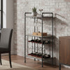 Coleen 3 Tier Wine Rack | Wood Shelves | Gray Industrial Metal Pipes 46"