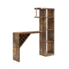 Bar Table with Wine Cabinet | 5 Shelves Stemware Rack | Rustic Brown 73"