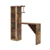 Bar Table with Wine Cabinet | 5 Shelves Stemware Rack | Rustic Brown 73"