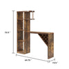 Bar Table with Wine Cabinet | 5 Shelves Stemware Rack | Rustic Brown 73"