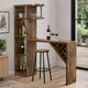 Bar Table with Wine Cabinet | 5 Shelves Stemware Rack | Rustic Brown 73"