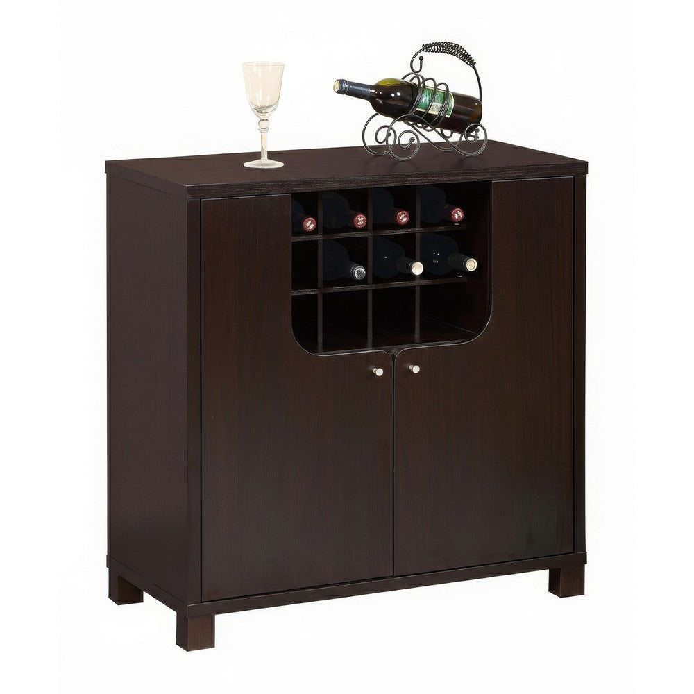 Wine Cabinet with 4 Shelves | Removable Rack | Red Cocoa Brown Wood 33"