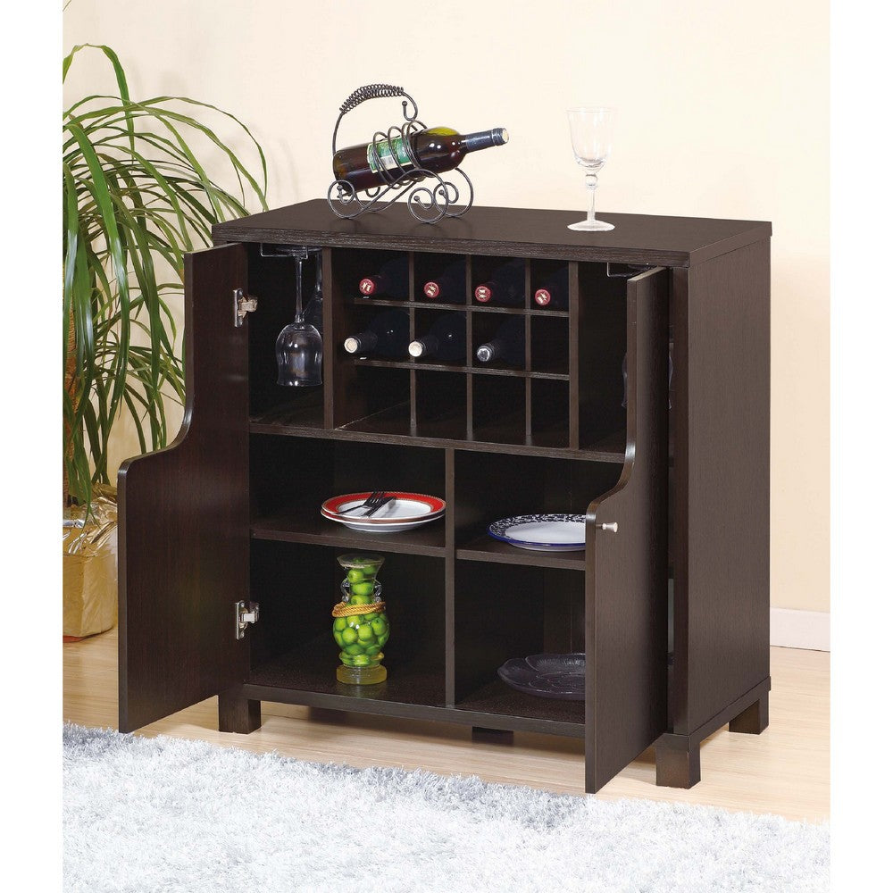 Wine Cabinet with 4 Shelves | Removable Rack | Red Cocoa Brown Wood 33"