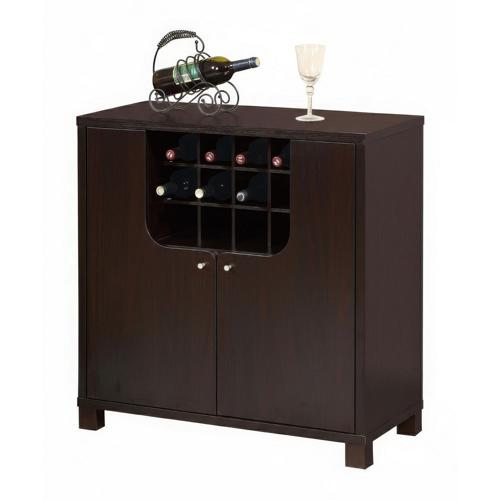 Wine Cabinet with 4 Shelves | Removable Rack | Red Cocoa Brown Wood 33"