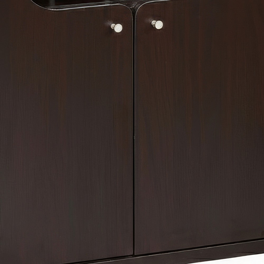 Wine Cabinet with 4 Shelves | Removable Rack | Red Cocoa Brown Wood 33"