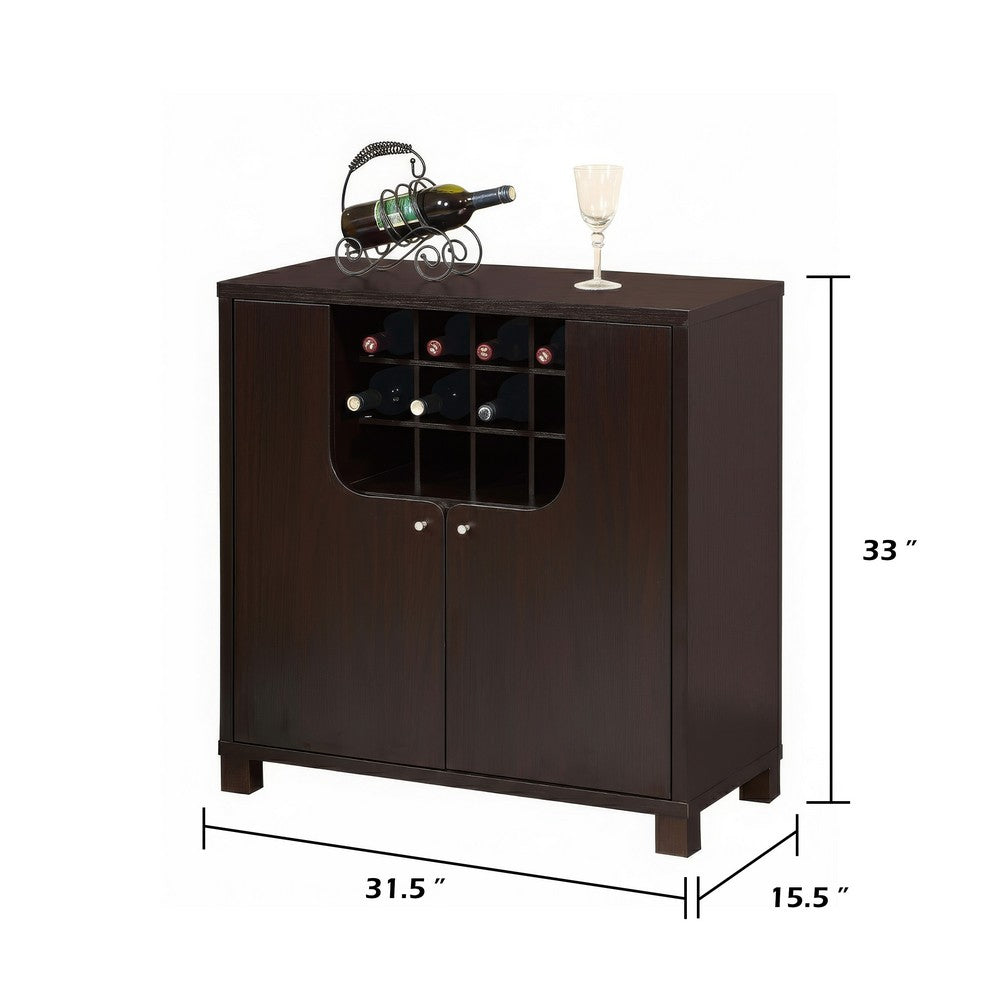 Wine Cabinet with 4 Shelves | Removable Rack | Red Cocoa Brown Wood 33"