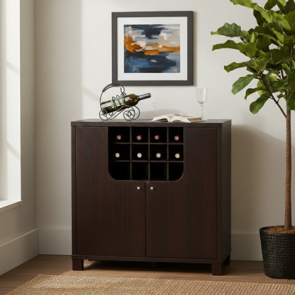 Wine Cabinet with 4 Shelves | Removable Rack | Red Cocoa Brown Wood 33"