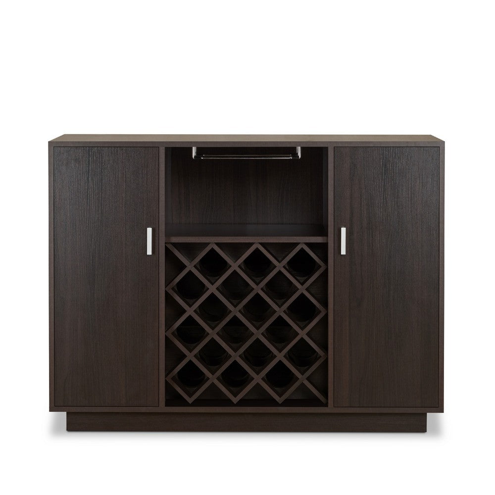 Dina Wine Cabinet Bar w 4 Shelves | Stemware Rack | Espresso Brown 47"