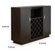 Dina Wine Cabinet Bar w 4 Shelves | Stemware Rack | Espresso Brown 47"