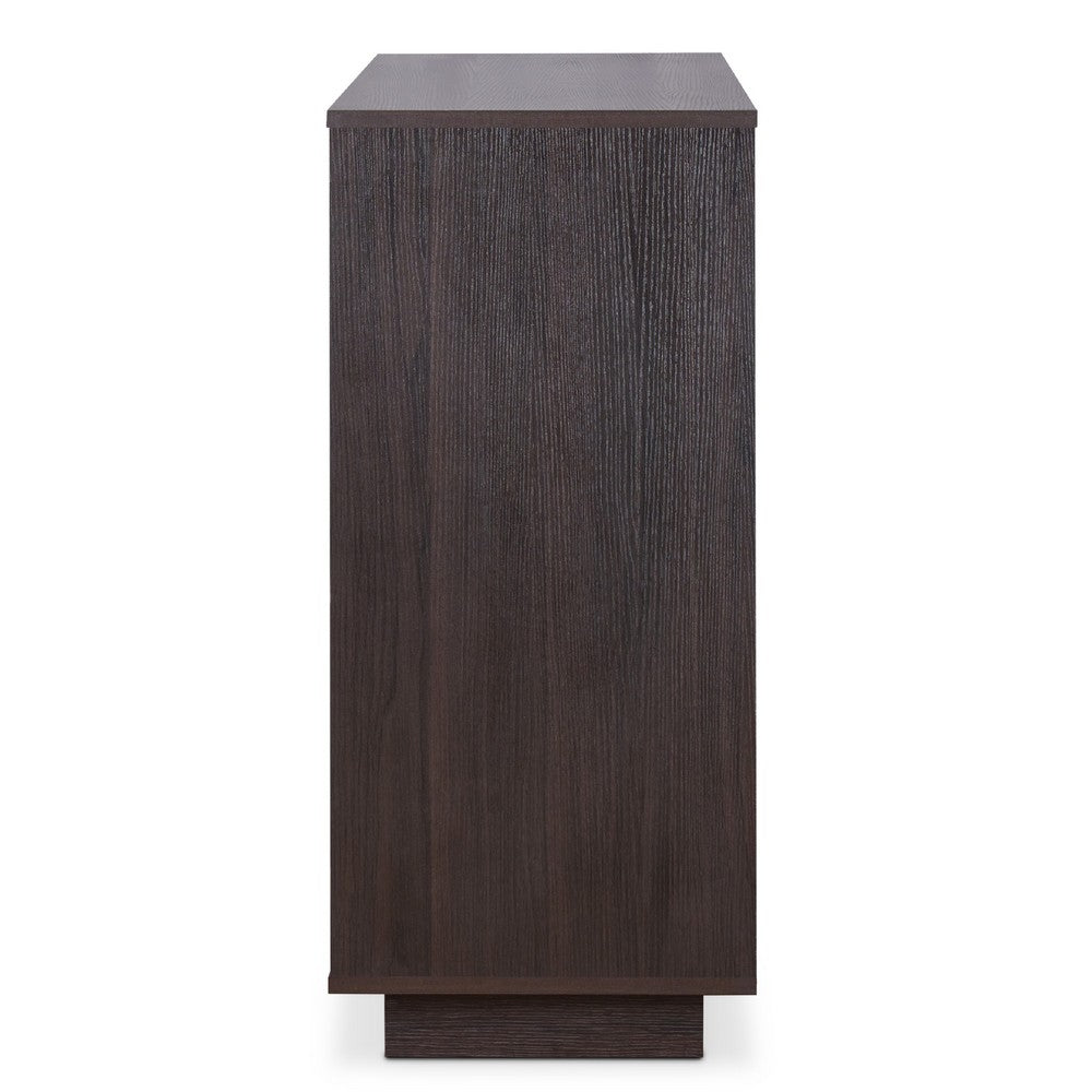 Dina Wine Cabinet Bar w 2 Doors | Stemware Rack | Espresso Brown 47"